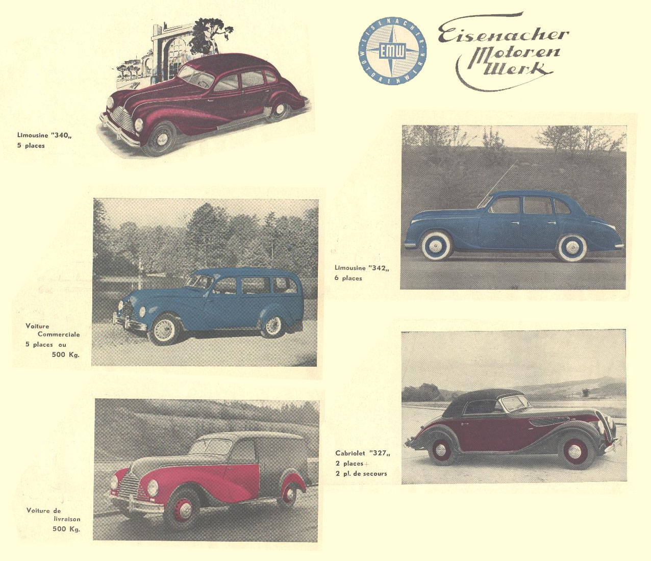 Models produced at EMW plant in 1950