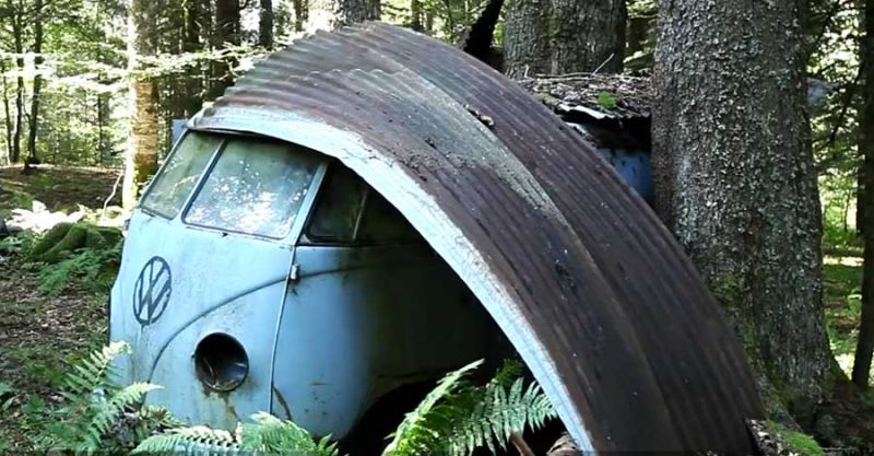 Volkswagen Transporter, простояв 40 лет в лесу, снова жив
